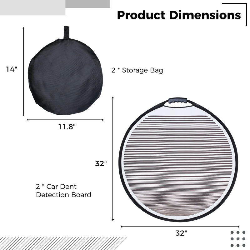  [AUSTRALIA] - Homaisson 2 Pack Car Dent Detection Board with Storage Bag, 32 inch Striped Light Reflector Board, Flexible Foldable Dent Panel, Dent Fix Tool for Vehicle Door Scratch 2PCS