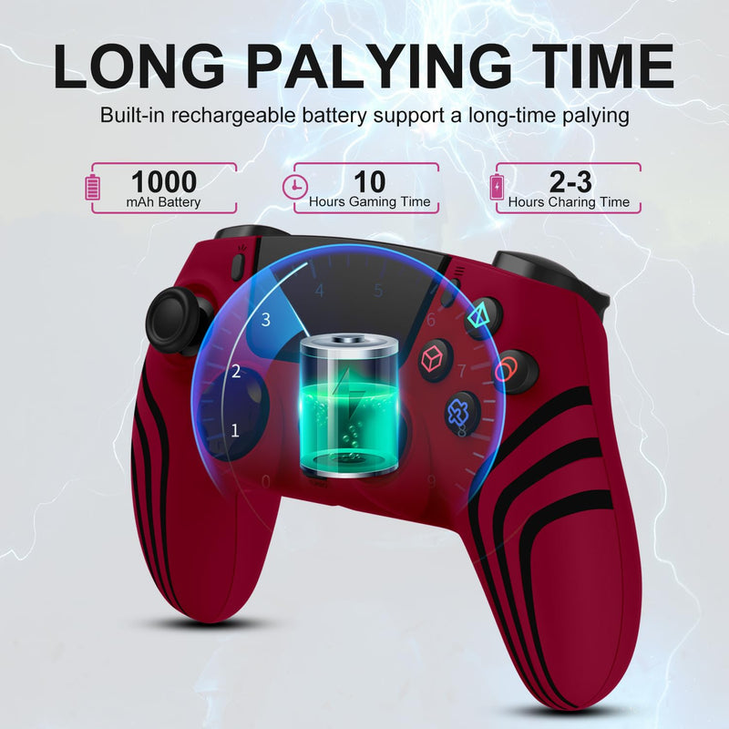 Wireless Controller for PS4,Controller Compatible with PS4/Slim/Pro,Red Red