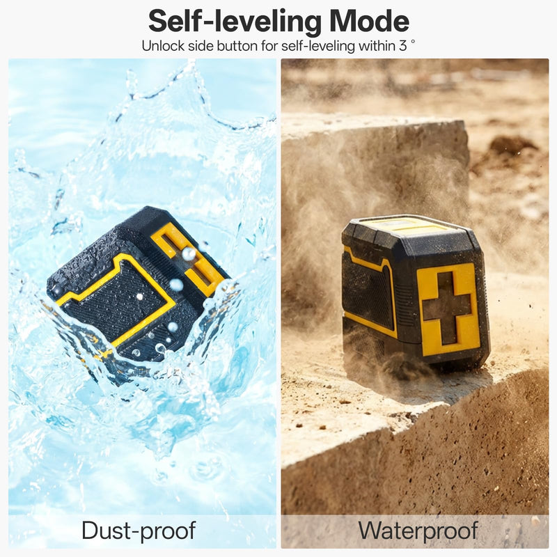 Self Leveling Green Laser Level, 100ft Cross Line Tool with Rotary Function, Class II <1mW 635nm, 3 Brightness Modes, Magnetic Bracket, IP54 Dust/Water Resistant Laser Green