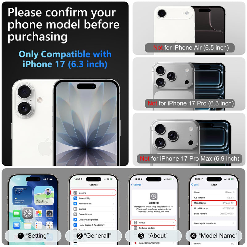 Vofolen for iPhone 17 Case Wallet with Card Holder RFID Blocking Black | Crossbody Strap, Leather Heavy Duty Shockproof Protective, Magnetic Clasp Zipper Pocket, Metal Ring, Wrist Strap Phone Case