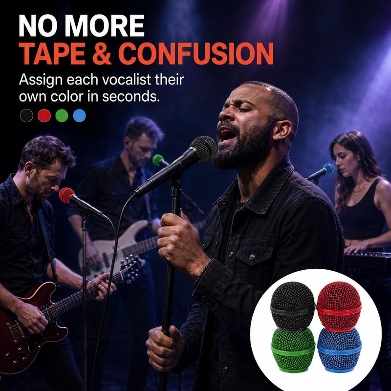 GLEAVI 4pcs Metal Mesh Microphone Grill Head: Mic Head Mesh Replacement Compatible for Shure