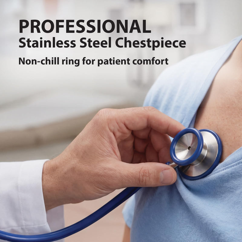Veridian Healthcare Pinnacle Series Stainless Dual Head Steel Adult Stethoscope, Royal Blue