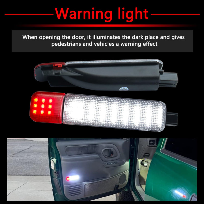 Led Interior Door Courtesy Light Compatible with 1999-2006 Silverado Sierra 1995-1999 C/K 1500 2500 3500 Suburban Tahoe Avalanche 1999-2006 Yukon Escalade Warning Light 4pcs red and white