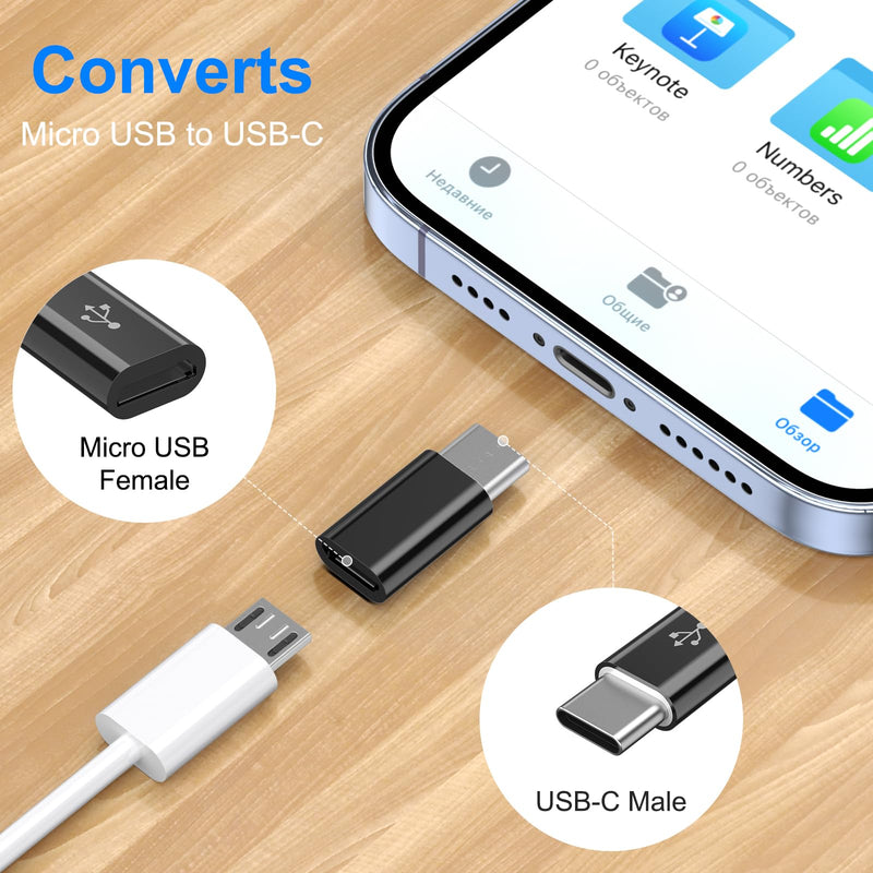 4 Pack Micro USB to USB C Adapter, Micro-USB Female to USB-C Male OTG Adapter Compatible with iPhone 15 16 17,Samsung Galaxy S10 S9 S8 S7, MacBook, LG, Huawei, Type-C Phones, Tablets