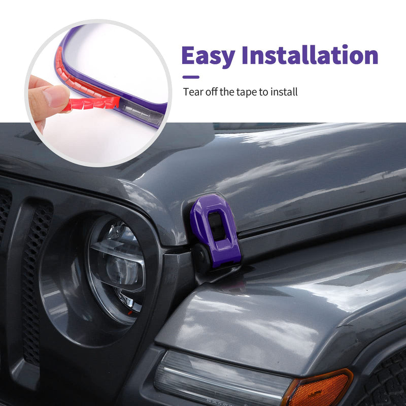 Hood Latch Lock Catch Brackets Cover Trim Fit for 2018-2025 Jeep Wrangler JL JLU & Gladiator JT(Purple) Purple