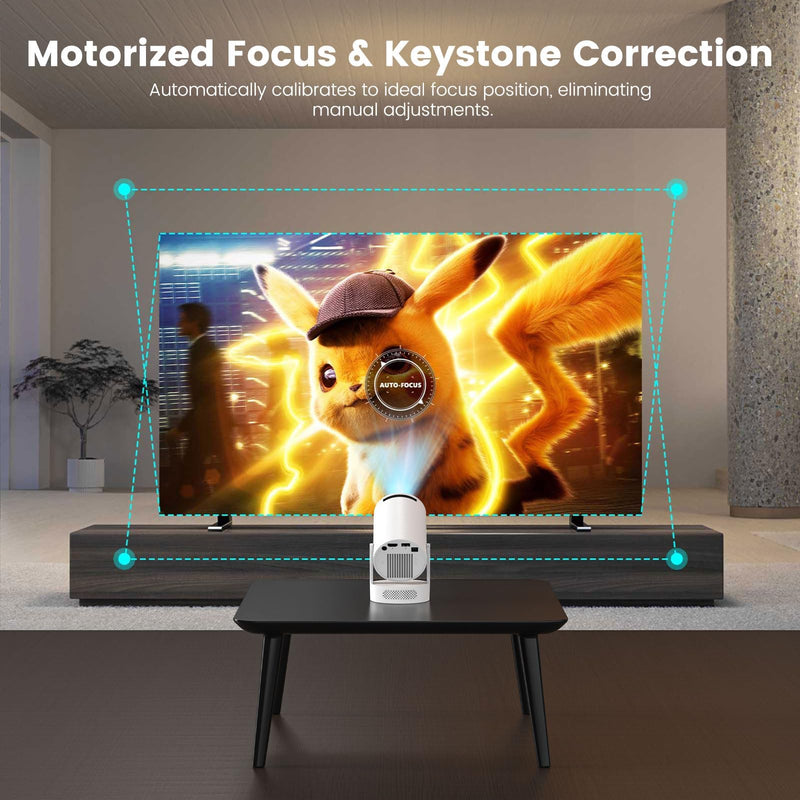 Mini Projector with WiFi and Bluetooth | 4K 1080P 170 ANSI Auto Keystone Correction | 210° Rotatable Portable Projector | 25"-110" Screen Video Projector for Smartphone/Laptop/PC HY300Ultra
