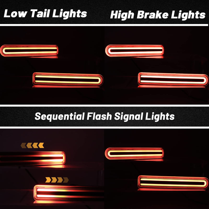 DRL Red Lens LED Rear Fog Daytime Running Lamp Dynamic Sequential LED Turn Signal Light Function Compatible with Toyota FJ Cruiser 2007-2022 Accessories REAR Bumper B