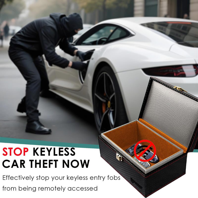 Faraday Box for Car Keys, Faraday Key Fob Protector Box, Anti Theft Car Keys Faraday Cage, Keyless Entry Protector Faraday Pouch for Key fob, RFID Signal Blocking Box(Black,S) Small (Capacity5-9 Keys) Black
