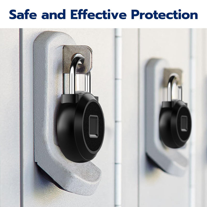 Gym Locker Padlock Fingerprint Padlock eLinkSmart - Waterproof Keyless Smart Lock Bluetooth App Authorized View Record Combination Padlock for School Gym Locker Gun Case Field Box Black