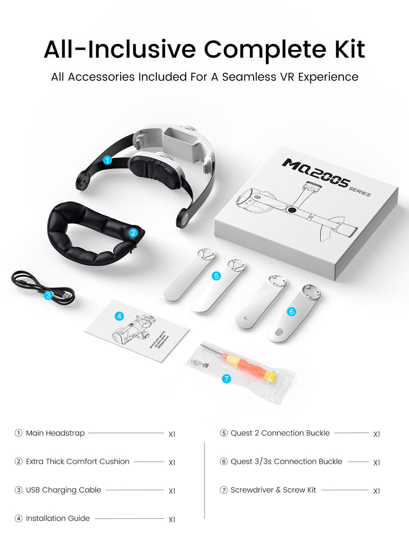 Upgraded Kawaye for Meta Quest 3S/Quest 2/Quest 3 Head Strap, Double Knobs Adjustable Elite Strap Replacement,VR Headset Strap with Two Large Support Pad,Compatible with PlayStation_4