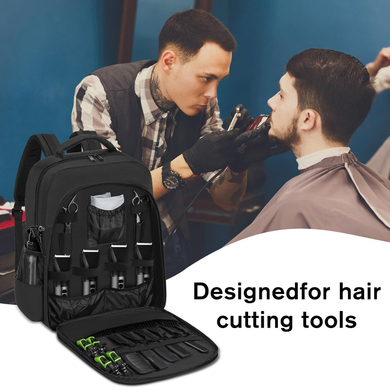 Barber Supplies Bag, Portable Backpack Bags Organizer for Clippers and Supplies, Travel Hairstylist Clipper Case for Barber Hair Cutting Kits with USB Port 12.1"x4.6"x17.2"