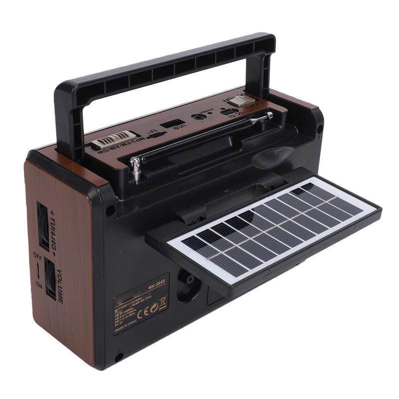 Bewinner Retro Portable Radio | Solar Powered, AM/FM/SW Receiver with USB/SD Playback, Built in Flashlight & Clock for Camping & Outdoor Use