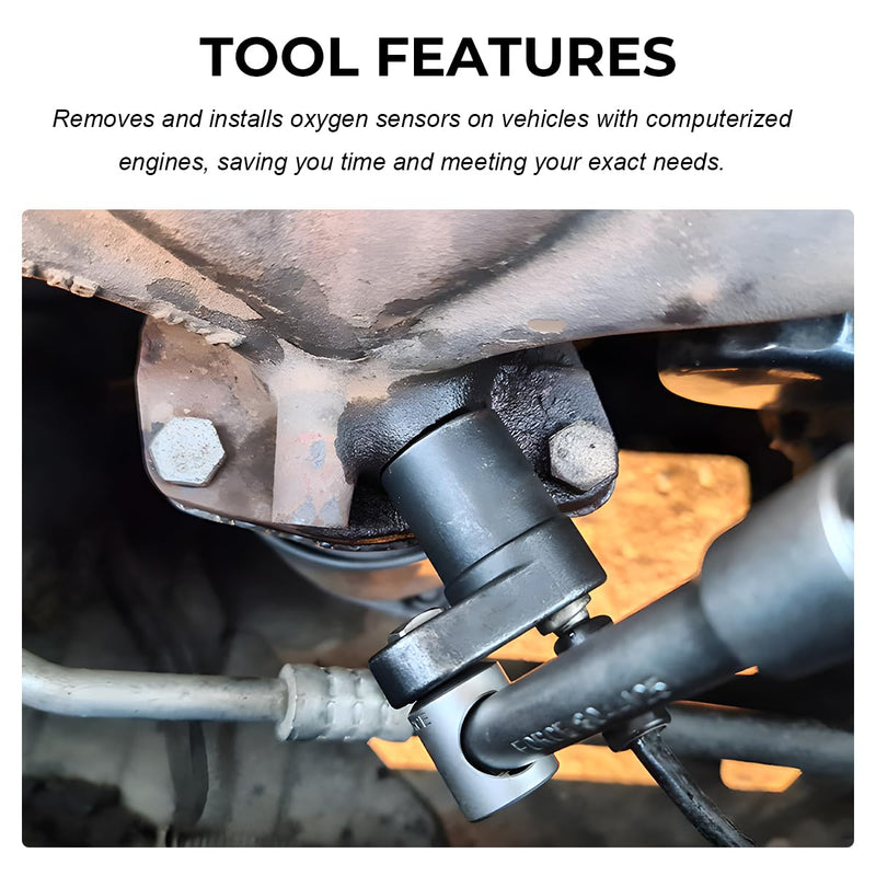 Offset Oxygen Sensor Socket, 3/8-Inch Drive by 7/8-Inch 22 mm O2 Sensor Removal Tool, Offset 6-Point Oxygen Sensor Socket Wrench for Most Cars