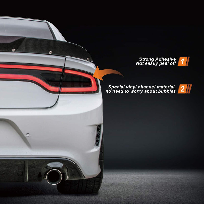 NDRUSH Blackout Taillight Vinyl Tint Film, Precut Overlays, Tail Light Wrap Cover Compatible with Dodge Charger 2015 2016 2017 2018 2019 2020 2021