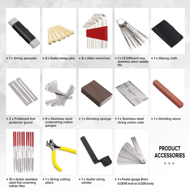 45Pcs Guitar Repairing Maintenance Tool Kit with Carry Bag Large Care Set of Tools For Acoustic Guitar Electric guitar Ukulele Bass Banjo,Perfect Gift for Music or String Instrument Enthusiast
