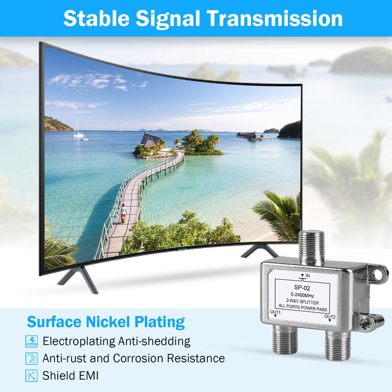  [AUSTRALIA] - 4 Pack Coaxial Cable Splitter 2 Way, NEWCARE Coax Splitter 5-2400MHz, RG6 Compatible, Cable Splitter 2 Way Can Work with Satellite/Cable TV and Internet, CATV Antenna System 4 Pack