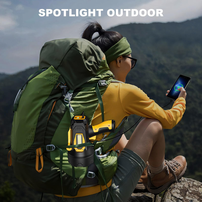 LBE Rechargeable Spotlight, Super Bright 2,000,000 Lumens Led Flashlight Handheld Spot Lights Outdoor with Cob Light, 10000ɱAh Long Lasting Large Spotlight for Hunting Boating Camping