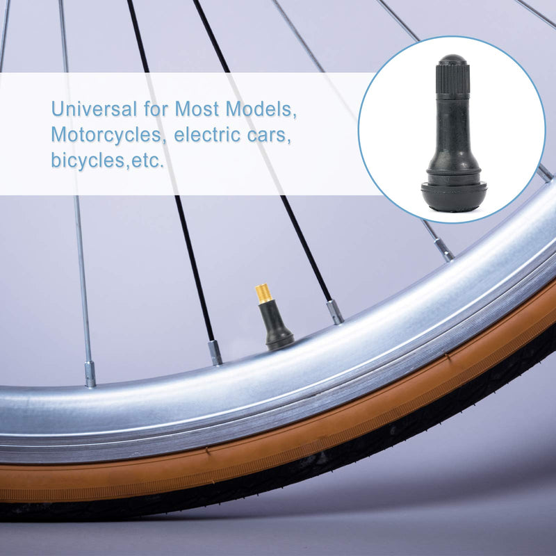 8Pcs Premium TR413 Tubeless Tire Valve Stems, Black Rubber Snap-in Tire Valve Stem, Universal for Tubeless 0.453 inches 11.5mm Rim Holes TR413-8pcs