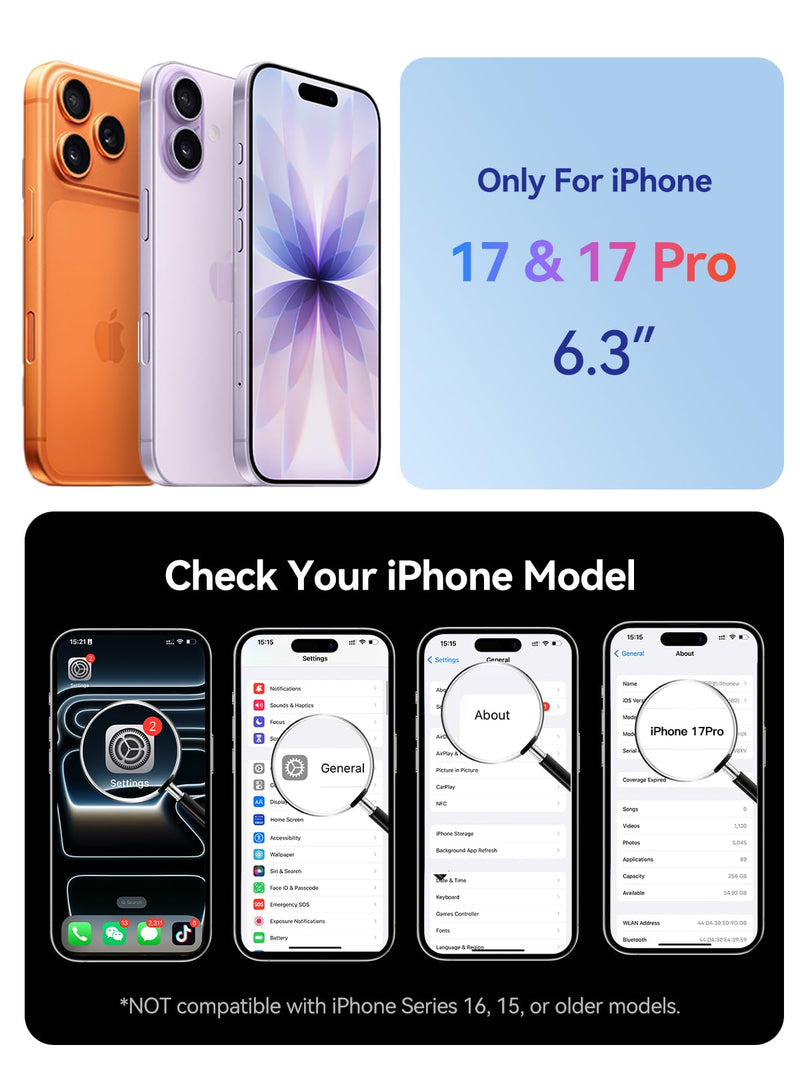 NEWDERY 9300mAh Battery Case for iPhone 17/17 Pro Fast Charging Case Black | Portable Power Bank,USB-C Port, Fast Charging, Protective Rechargeable Charger Case 6.3'' Black