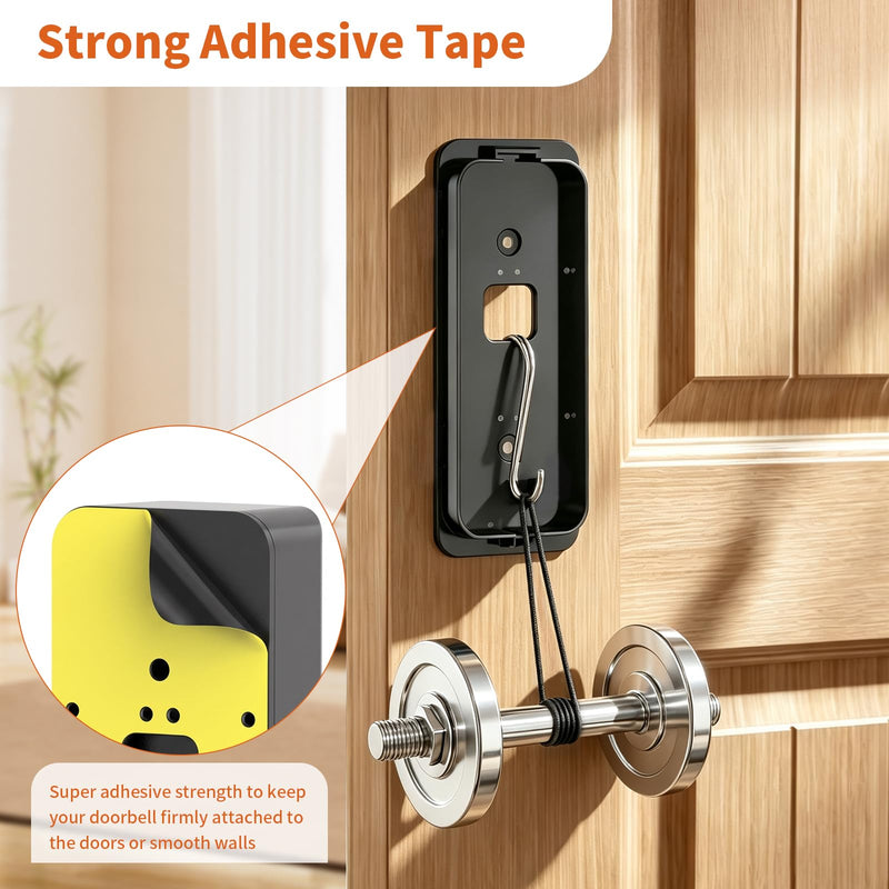 No Drill Doorbell Mount Compatible with Blink Battery Doorbell 2K+, Anti-Theft Doorbell Holder for Apartment Door, Full Cover Adhesive Mounting Bracket Accessories for Home