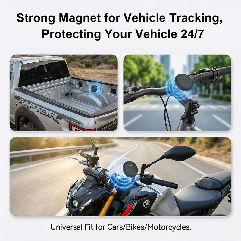 GPS Tracker for Vehicles, Real-Time Tracking for Cars w/Magnetic | No Monthly Fee / No SIM Card, Works with iOS Find My, Mini Hidden GPS Tracking Devices for Cars/Motorcycle/Bikes, Black