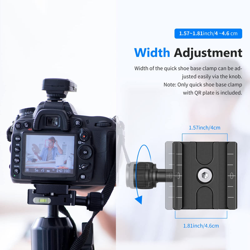 NEEWER Metal 50mm Quick Shoe Base Clamp and QR Plate with Bubble Level and Adjustable Lever Knob, Compatible with Arca Swiss Standard for Tripod Ballhead