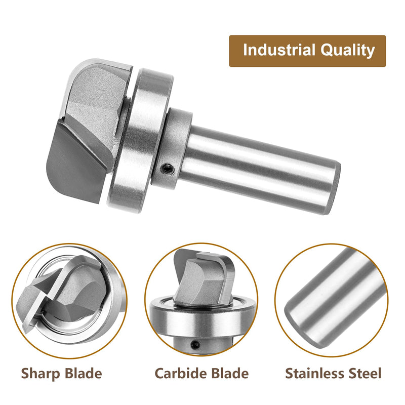SpeTool Bowl and Tray Template Router Bit with Bearing 1/2 Inch Shank 1-1/4 Inch Cutting Diameter,Carbide CNC Router Bowl Bits Woodwroking Tool