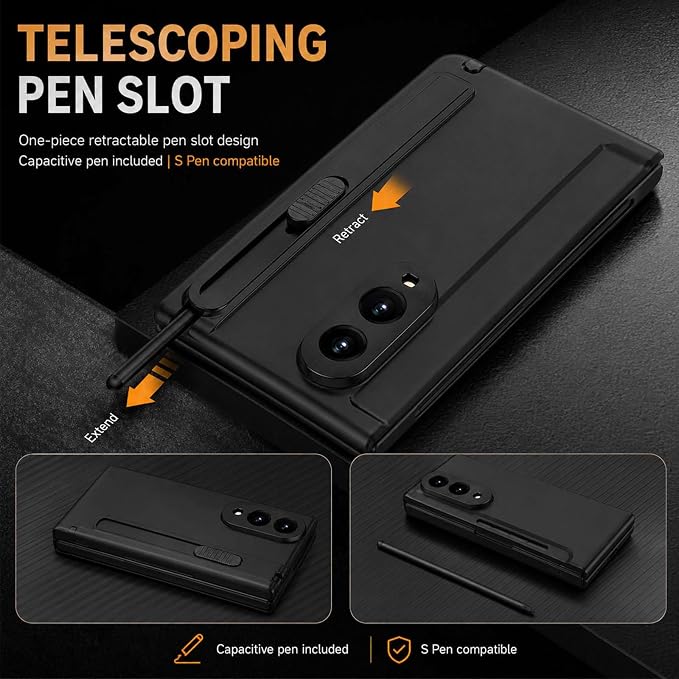 Galaxy Z Fold 8 Wide Case with S Pen Holder & Stylus, Full Body Hinge Case | Galaxy Z Fold 8 & Fold 8 Wide Case with HD Screen Protector, Shockproof Protection Cover, Phone Case mit Hinge & S Pen Stylus Black