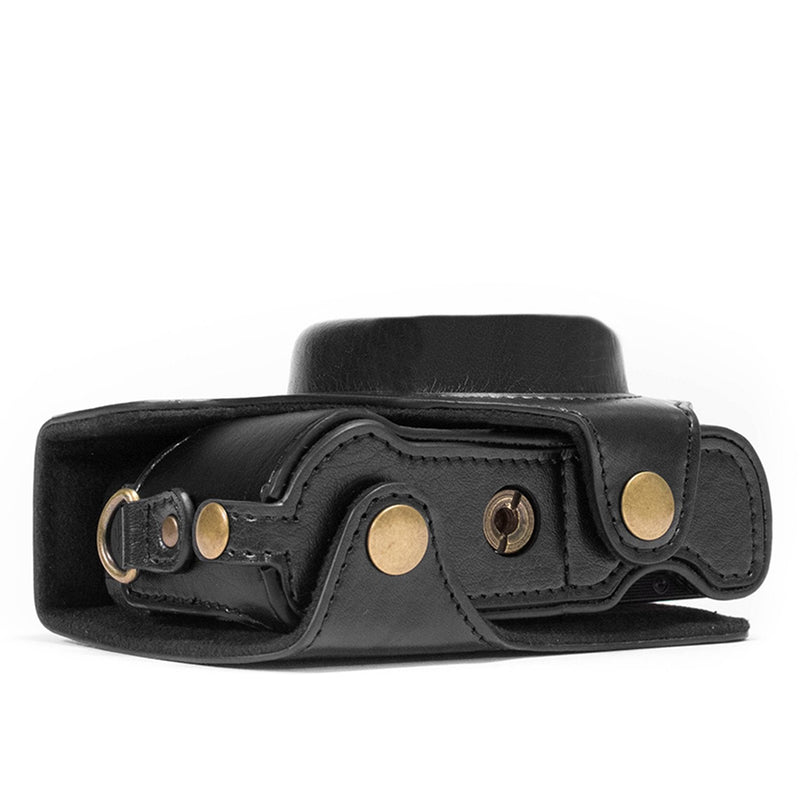 MegaGear MG975 Canon PowerShot G7 X Mark II Ever Ready Leather Camera Case and Strap, with Battery Access, Black