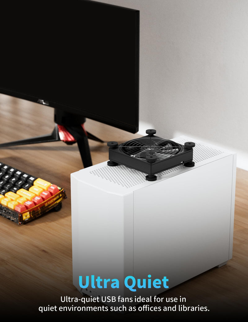 upHere 120mm USB Fan Silent Fan with 4 Adjustable Wind speeds for Computer Case/PC / PS4 / TV Box/AV Cabinet U3UK1 Black 120mm X 1