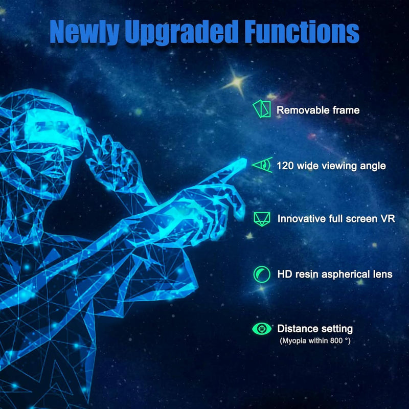 VR Headset with Controller Adjustable 3D VR Glasses Virtual Reality Headset HD Blu-ray Eye Protected Support 5~7 Inch for Phone/Android Black