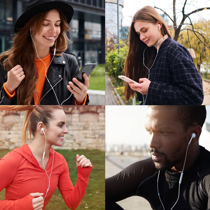 Wired Earbuds 2 Pack, Earbuds HiFi Stereo Wired Earphones Headphones with Microphone Volume Control Compatible with iPad, Laptop, MP3, Android Smartphones, Fits All 3.5mm Jack Device Off-white