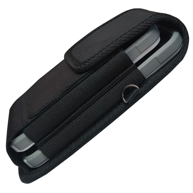 Nylon Dual Phone Holster Case for iPhone 17 16 15 14 13 12 11 Pro Max/Plus, Large Belt Clip Cell Phone Case for Galaxy S25 S24 S23 S22 S21 S20 Ultra,Fits 2 Phones with Case On（Black）