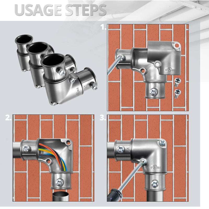 90 Degree EMT Pull Elbow, 1 Inch Inside Corner Conduit Coupling with Removable Cover, Zinc Die-Cast, 5-Pack 5 Pack