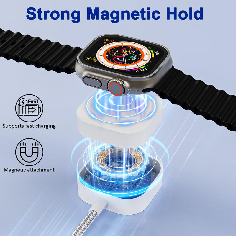 4in2 Multi Charging Cable for iPhone Watch Charger, 6FT USB C All-in-One Cable with Lightning, Type-C & Magnetic Watch Charger, MFi Certified for iWatch Series SE/Ultra 2-1, iPhone 15-13, Galaxy