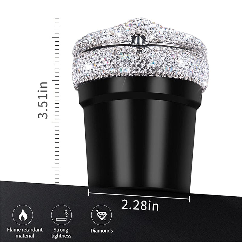 eing Car Ashtray Portable Bling Cigarette Smokeless Cylinder Cup Holder with Blue LED Light Indicator,Car Accessories for Women,Ideal for Car,Home and Office,1 - Pack Black+White 1 -Pack Black+White