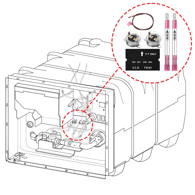 RV Water Heater Thermal Cutoff Kit - ECO Thermostat Assembly - Compatible with Atwood 91447 93866 Models # GCH6-4E GCH6-6E G6A-7E G6A-8E GC6AA-9E GCH10A-2E G610-3E GH610-3E XT Series (2 Pcs) 2 Pcs