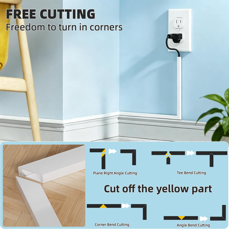 39" Silicone Cord Cover for Wires on Wall, Cord Hider for Wall Mounted TV | Flexible, Fits 1 Cord Up to 0.35" Diameter, Self Adhesive Cable Hider, Hides Wall Wires, Safer for Kids & Pets, White 39 inch
