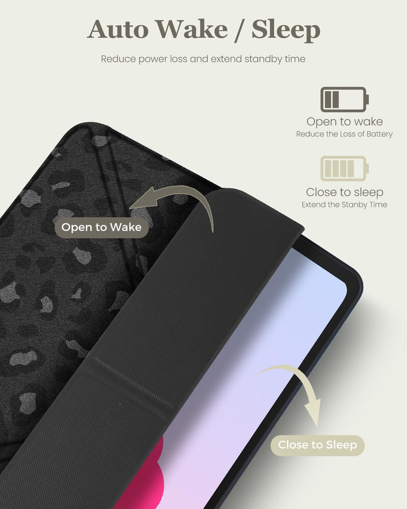 for Samsung Galaxy Tab S9/ S9FE/ S10/ S10 FE/S10 Lite Case - Multi-Angle Includes Portrait Stand with Build-in Pencil Holder and Auto Sleep/Wake Cover for Samsung Tablet, Leopard-Print Leopard Print for Samsung Tab S9/ S9FE/ S10/ S10 FE/S10 Lite