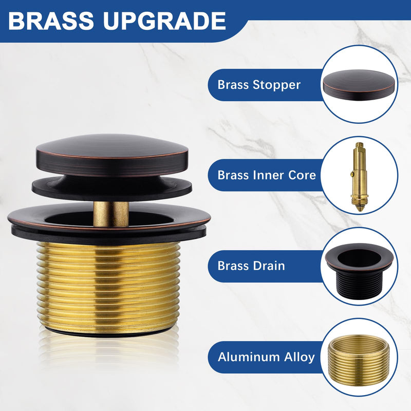Brass Tip-Toe Tub Drain Kit, Oil Rubbed Bronze Tub Drain and Overflow Kit with Single Hole 1-hole