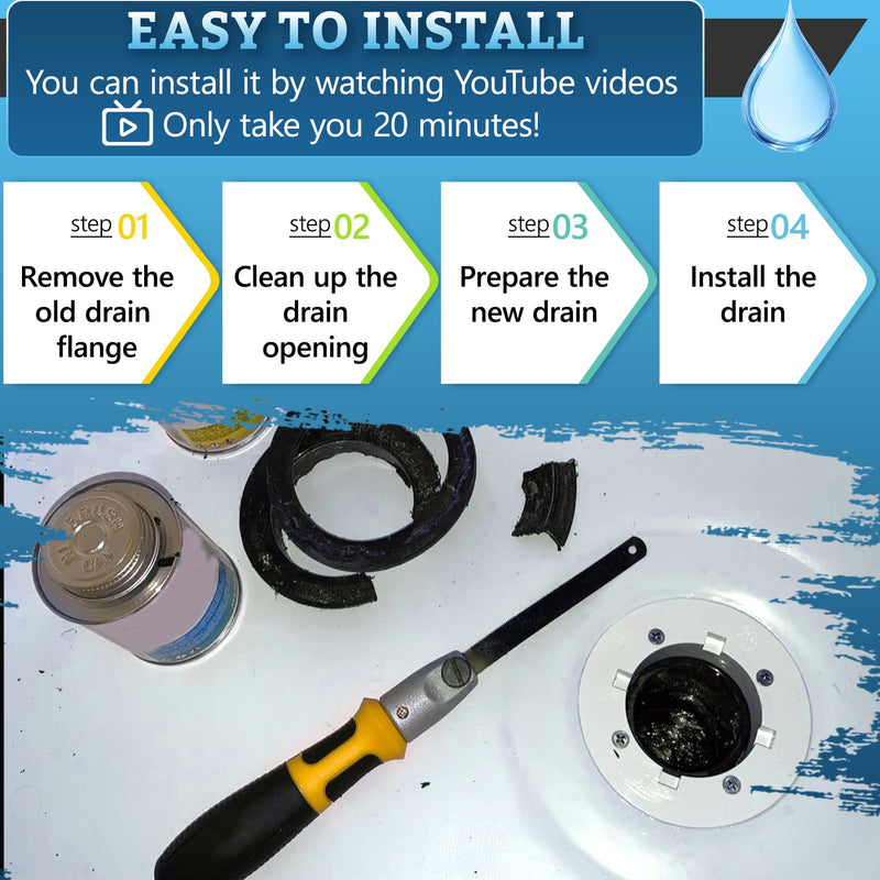 Shower Drain Replacement for Fiberglass & Plastic Shower Pans, Installs from Top Only, Chrome Fit for 4"- 4 1/2" Drain Flange & 2" ABS, PVC, Galvanized Steel & Cast Iron Drain Pipes (Brushed Nickel) Brushed Nickel
