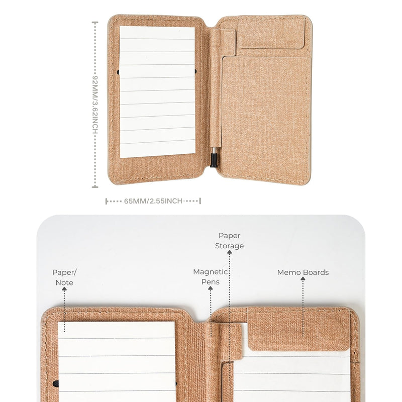 Magnetic Notebook Notepad Card Holder, Compatible with iPhone 16 Series and Other Phones with Three Types of Notepad/Magnetic Invisible Pen. (Beige) Black