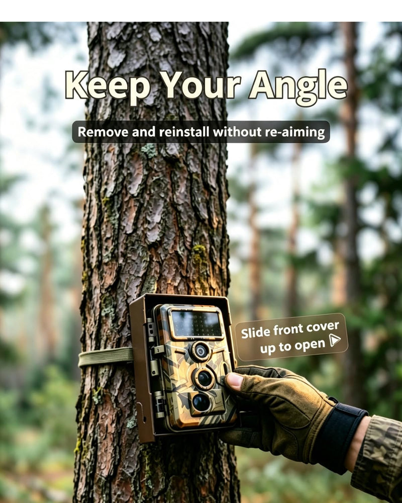 BLAZEVIDEO Trail & Game Camera Security Box | Universal Fit for BlazeVideo A252, A262, A323, GardePro A3, A3S, Meidase P40, P50 & More, Powder-Coated Heavy-Duty Steel Camo X1