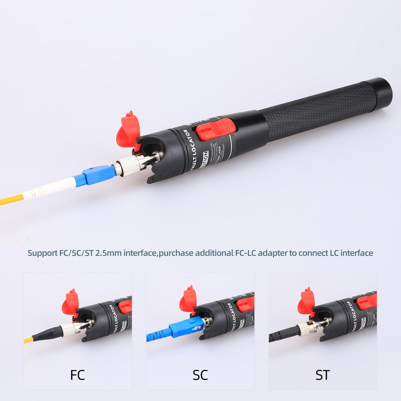 Aluminum Pen Type Fiber Optical Cable Source Tester VFL Visual Fault Locator Kit with FC SC ST 2.5mm Adapters vfl-50 1