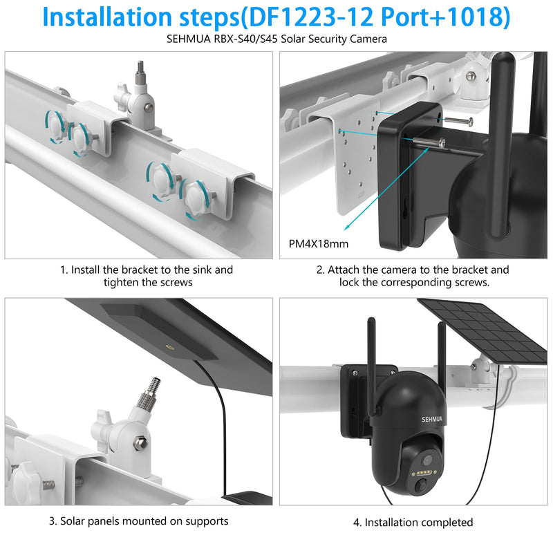 HOLACA Gutter Mount Bracket Kit Compatible with SEHMUA 2K Solar Security Cameras Wireless Outdoor (RBX-S40/S44/S45/SD22) and SEHMUA Solar Panel
