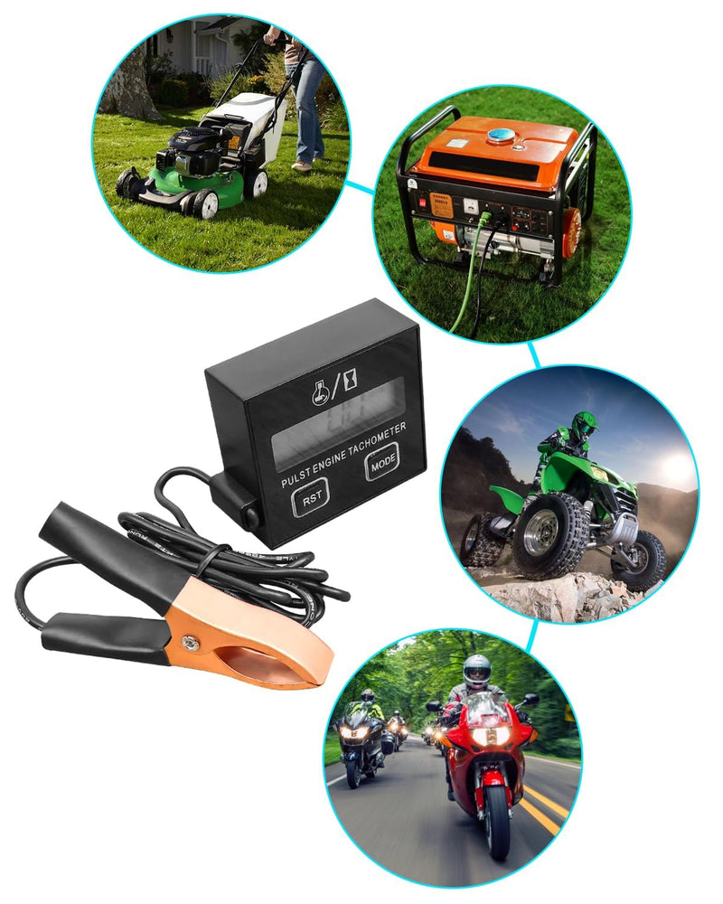 Small Engine Digital Inductive RPM Tachometer Tool Fit for Chainsaw Cropper Generator Lawn Mower RV ATV Dirt Bike Motocross Boat Tractor