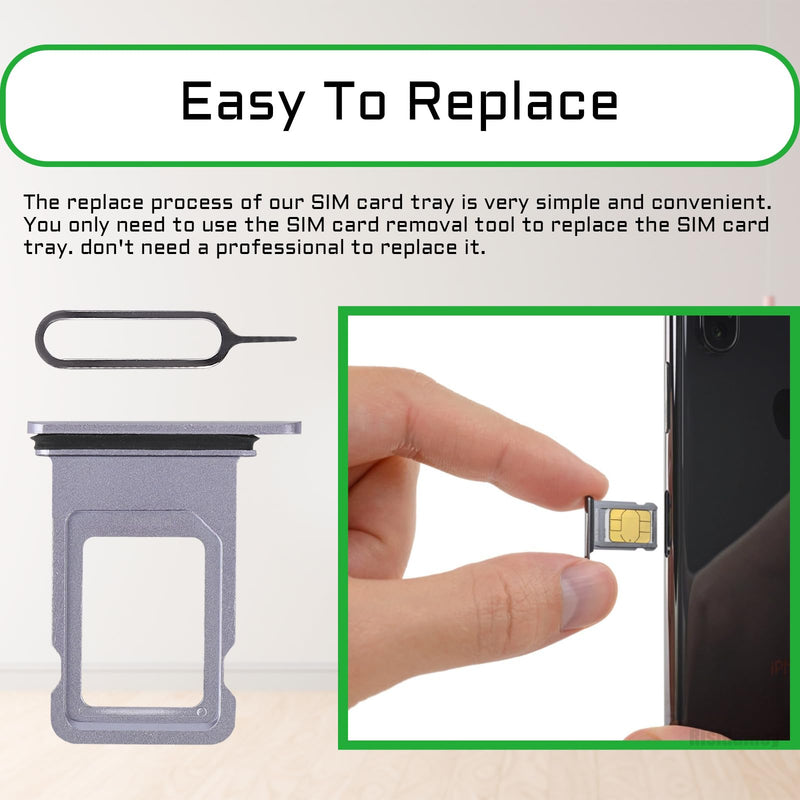 for iPhone 11 Purple SIM Card Slot Replacement Single SIM Version for iPhone11 Card Tray Holder Adapter with Waterproof Rubber Ring Repair Tool Fix Kit Needle Ejector for A2111 A2221 A2223