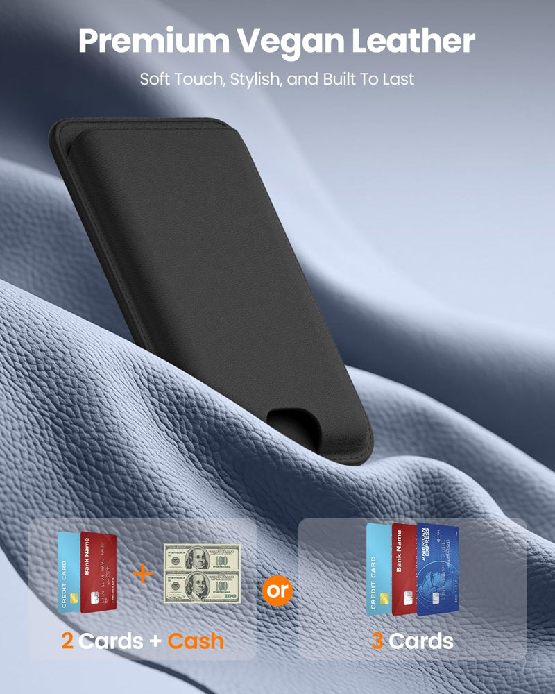FlyReal for MagSafe Wallet, with Anti-Loss Lanyard, Black | with Bottom Slot, RFID Blocking, Magnetic ring, Card Holder for iPhone 17/16/15/14/13/12 Series, Pro/Promax, Partial Samsung