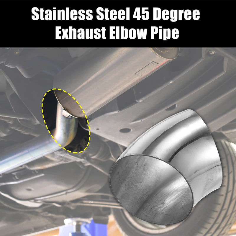 X AUTOHAUX 4 Pcs OD 3 Inch 45 Degree SS304 Stainless Steel Bend Tube Exhaust Elbow Pipe for Car Modified Exhaust System 3" Piping Silver Tone 3"