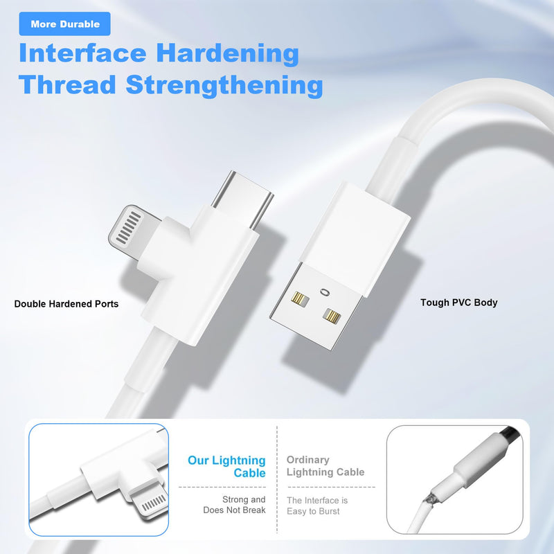 SMALLElectric Car Carplay Cable for iPhone 17/16/15/14/13/12 USB A to USB C & Lightning,Fast Charger Cord,Compatible with iPhone/iPad/Air/Mini/Pro Max/Plus/Galaxy/Pixe (2, White, 3Foot) 2